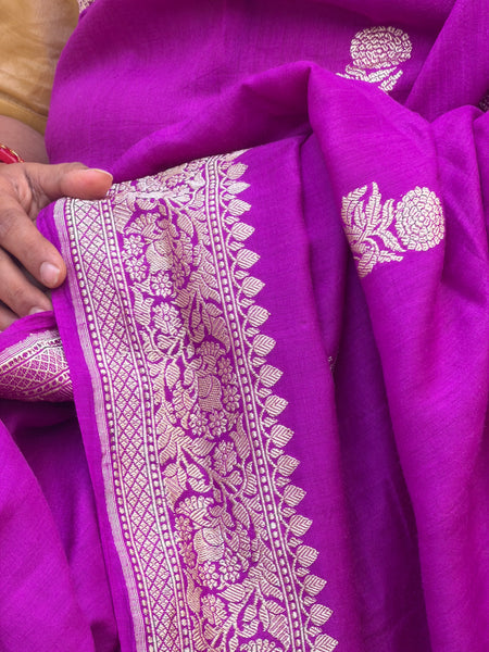 Saketheshi - Purple Banarasi Munga Silk Handwoven Saree