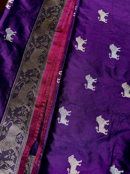 Purple Banarasi Katan silk handwoven saree