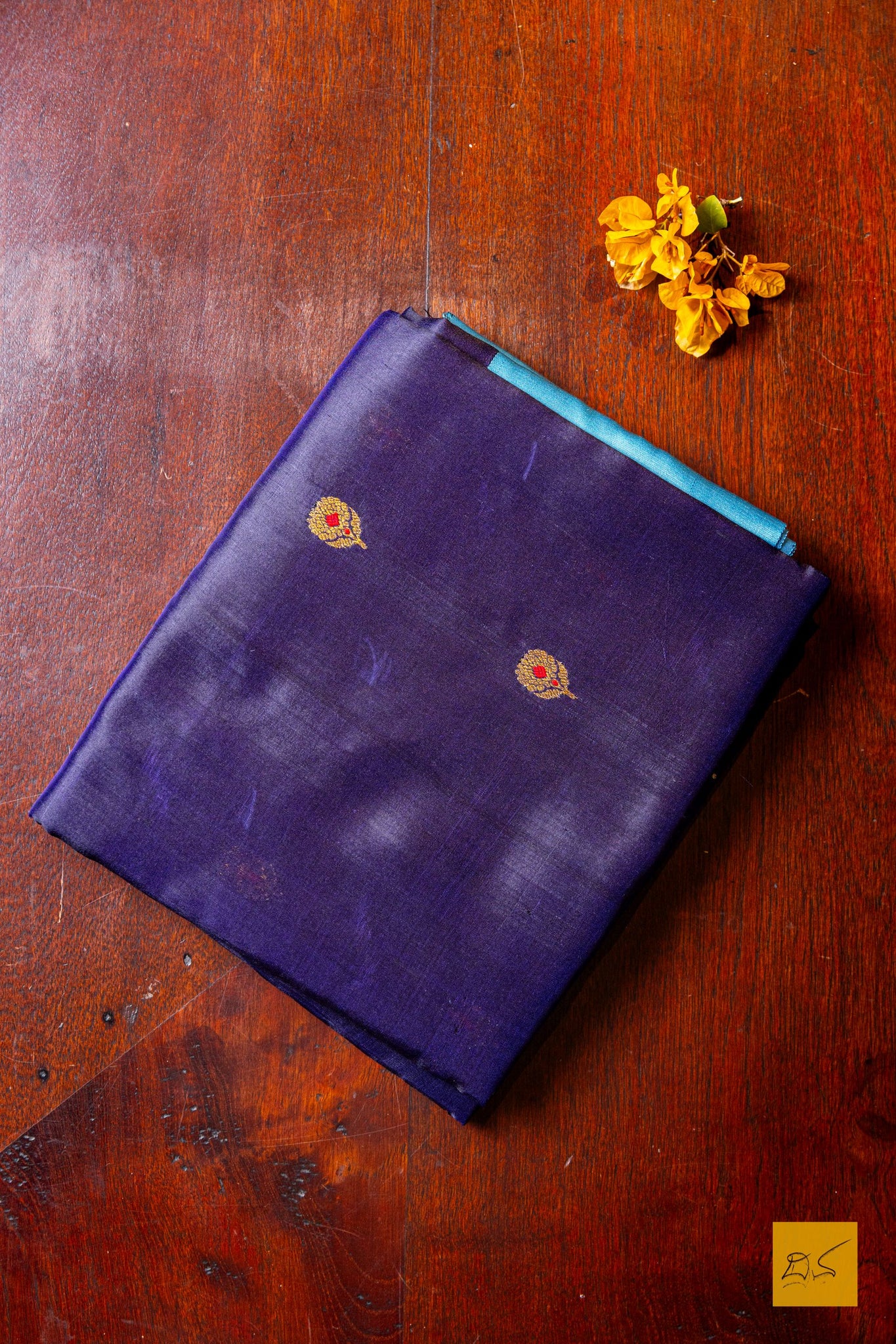Maheshwari- Navy Blue Chanderi Pure Silk Handwoven Saree