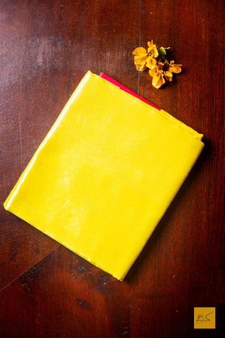 Mahasana- Yellow Chanderi Pure Silk Handwoven Saree