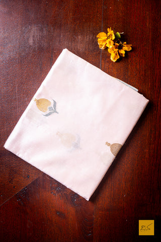 Manopriya- Pastle Pink Chanderi Pure Silk Handwoven Saree