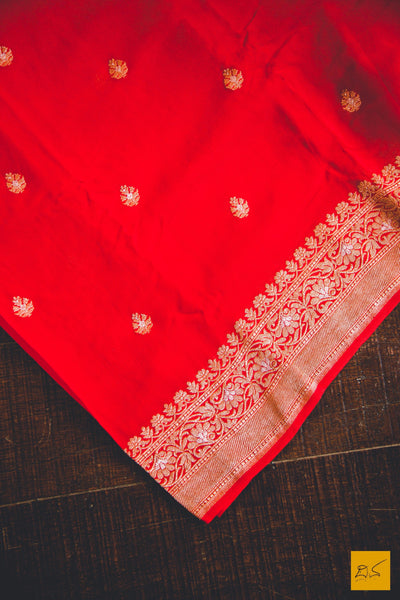 Manikya- Red Banarasi Georgette Handwoven Saree