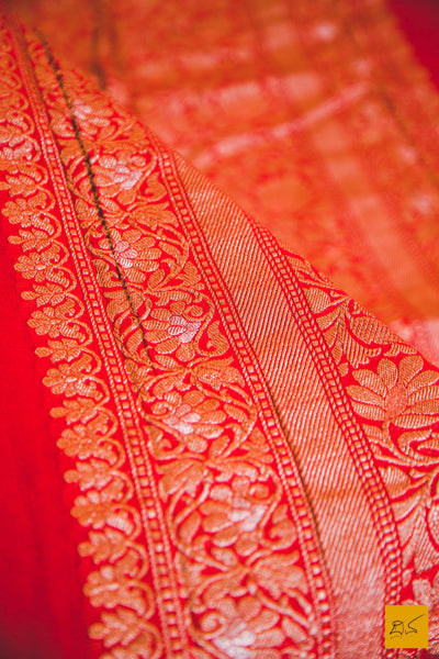 Manikya- Red Banarasi Georgette Handwoven Saree