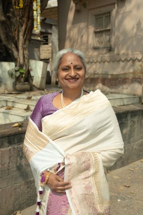 Off White Banarasi Tusser Silk Handwoven Saree