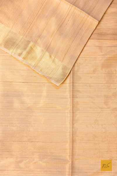 Nikitha- Cream Maheshwari Tussar Silk Handwoven Saree