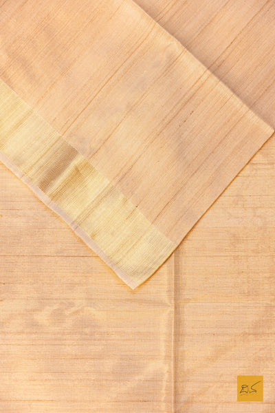 Nikitha- Cream Maheshwari Tussar Silk Handwoven Saree