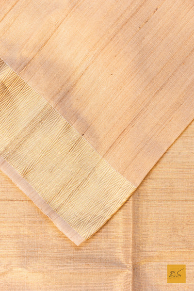Nikitha- Cream Maheshwari Tussar Silk Handwoven Saree