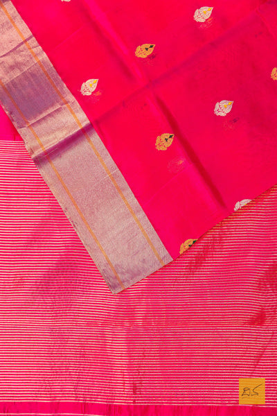 Tanvi- Pink Chanderi Pure Silk Handwoven Saree