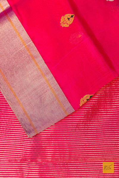 Tanvi- Pink Chanderi Pure Silk Handwoven Saree