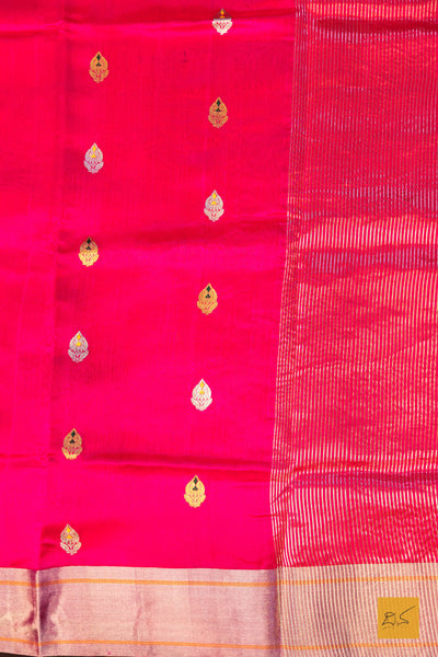 Tanvi- Pink Chanderi Pure Silk Handwoven Saree