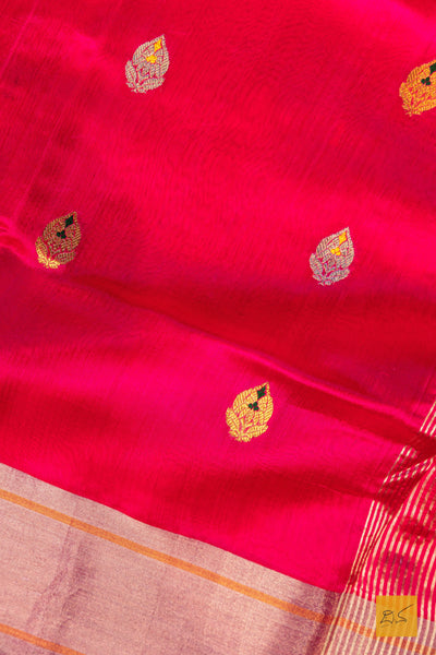 Tanvi- Pink Chanderi Pure Silk Handwoven Saree