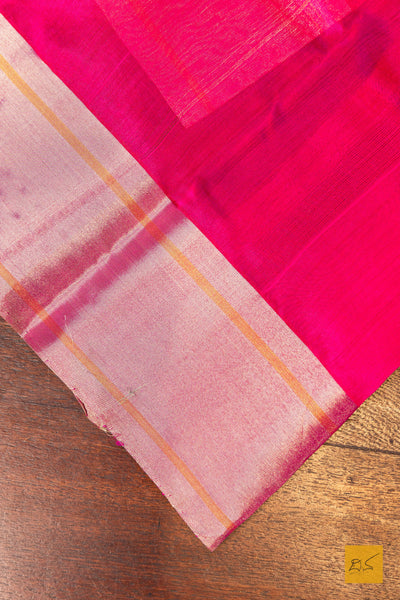 Tanvi- Pink Chanderi Pure Silk Handwoven Saree
