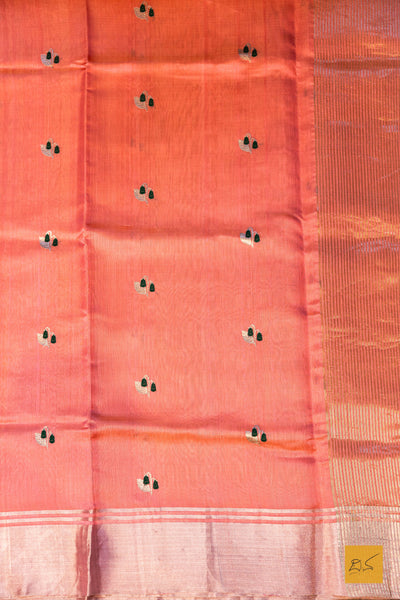 Kamalakshi- Peach Chanderi Pure Silk Handwoven Saree
