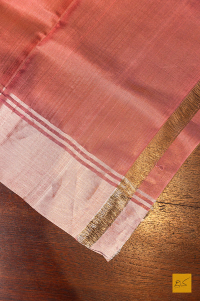 Kamalakshi- Peach Chanderi Pure Silk Handwoven Saree