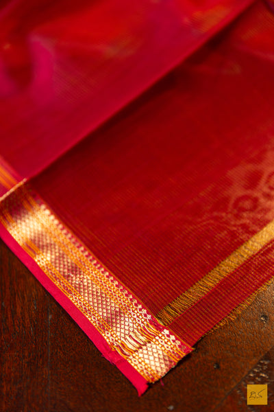 Shruthi- Green Maheshwari Silk Cotton Handwoven Saree