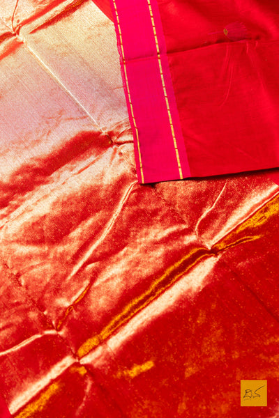 Kamya- Red Chanderi Silk Cotton Saree