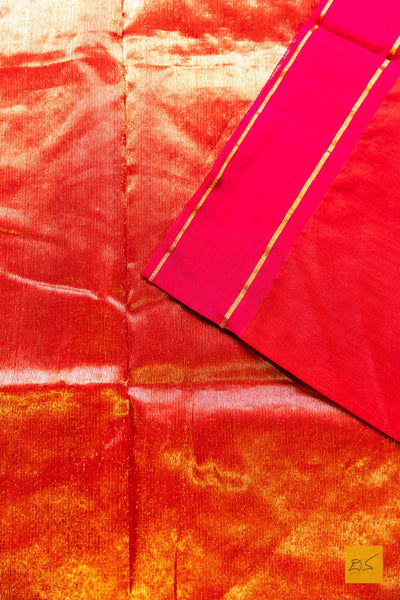 Kamya- Red Chanderi Silk Cotton Saree