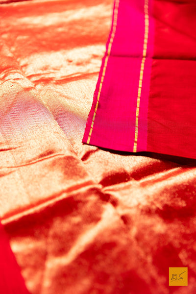 Kamya- Red Chanderi Silk Cotton Saree