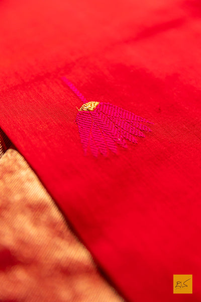 Kamya- Red Chanderi Silk Cotton Saree