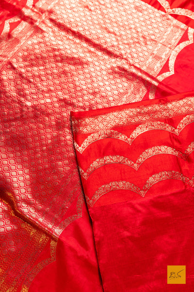 Srinidhi- Red Banarasi Katan Silk Handwoven Saree