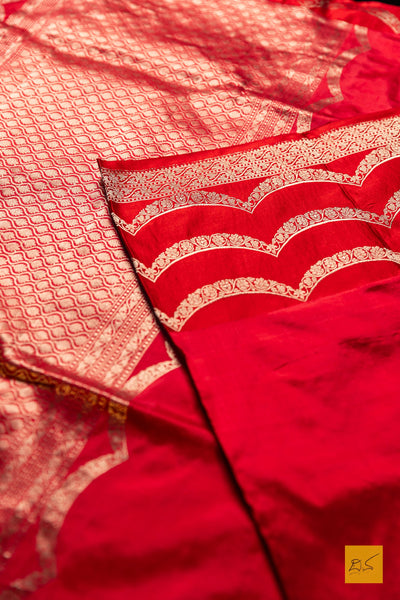 Srinidhi- Red Banarasi Katan Silk Handwoven Saree
