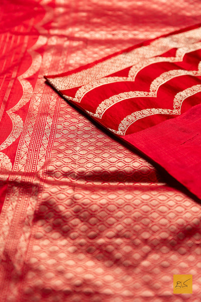 Srinidhi- Red Banarasi Katan Silk Handwoven Saree