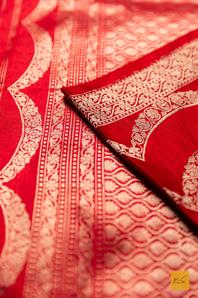 Srinidhi- Red Banarasi Katan Silk Handwoven Saree