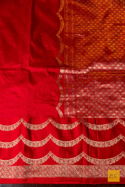 Srinidhi- Red Banarasi Katan Silk Handwoven Saree