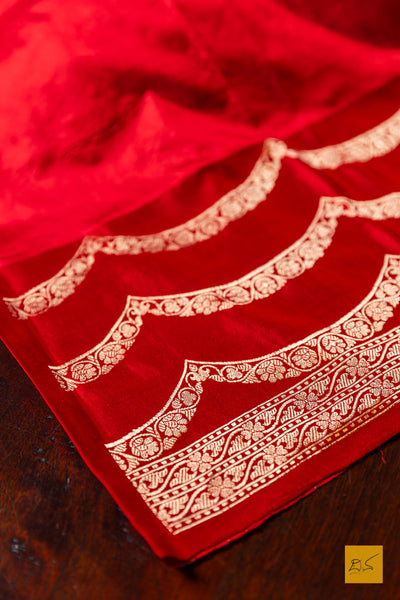 Srinidhi- Red Banarasi Katan Silk Handwoven Saree
