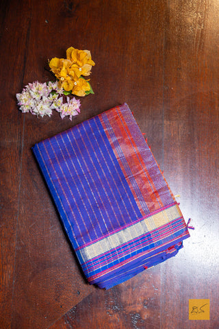 Achala- Maroon Maheshwari Silk Cotton Handwoven Saree