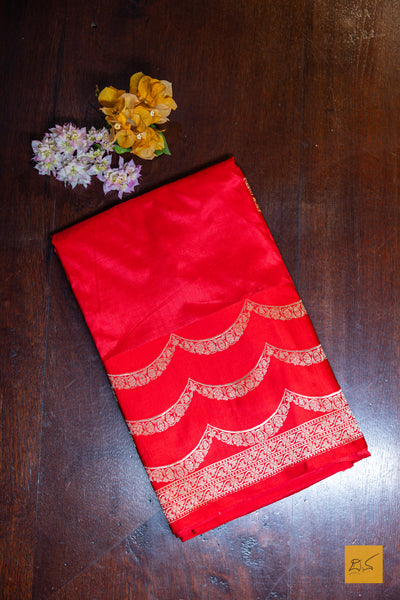 Srinidhi- Red Banarasi Katan Silk Handwoven Saree