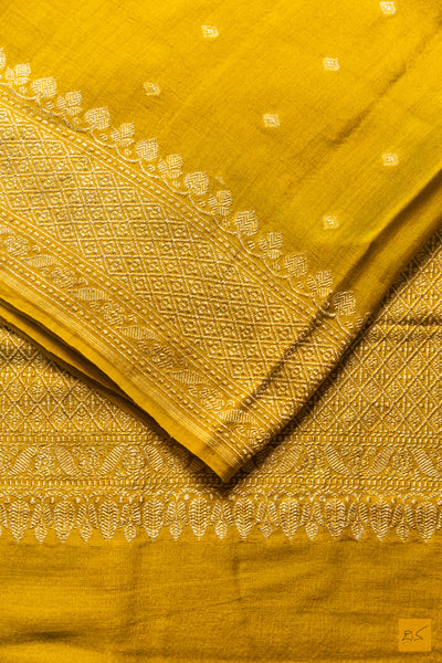 Sharmila- Yellow Banarasi Munga Silk Handwoven Saree
