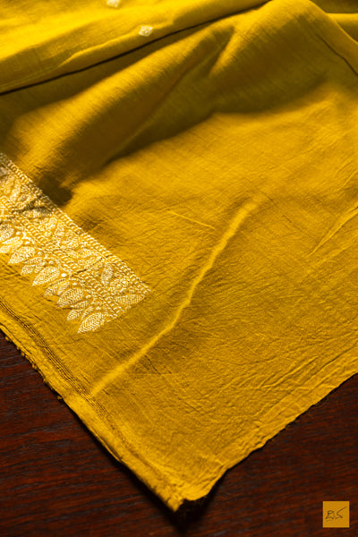 Sharmila- Yellow Banarasi Munga Silk Handwoven Saree