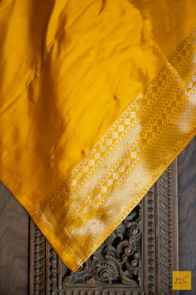 Yellow Brocade Banarasi Katan Silk Handwoven Saree