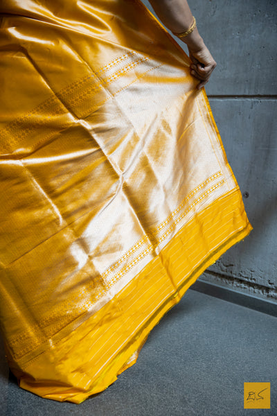 Yellow Brocade Banarasi Katan Silk Handwoven Saree