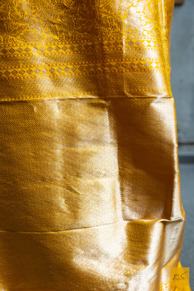 Yellow Brocade Banarasi Katan Silk Handwoven Saree