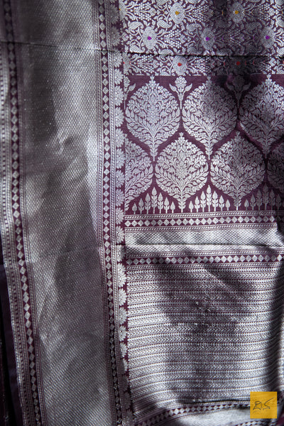 Brown Brocade Banarasi Katan Silk Handwoven Saree