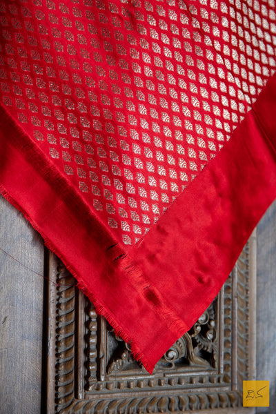 Arunima Red Banarasi Satin Silk Handwoven Saree