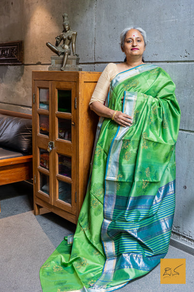 Green Maheshwari Silk Cotton Printed Saree