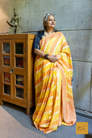 Indian wedding, festivals, handwoven saree for classical music singers, dancers, architects, saree connoisseurs, saree collectors, brides, bridesmaids. This is a pure katan silk saree which has a very soft drape and can be accessorised with diamonds, peals, precious stone jewellery depending on the occasion. Looks dressy with a gajra too. Traditional yet contemporary in its look.