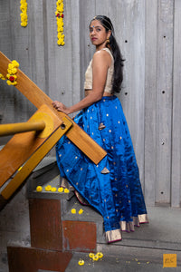 Dhanasri- Blue Chanderi Pure Silk Lehenga