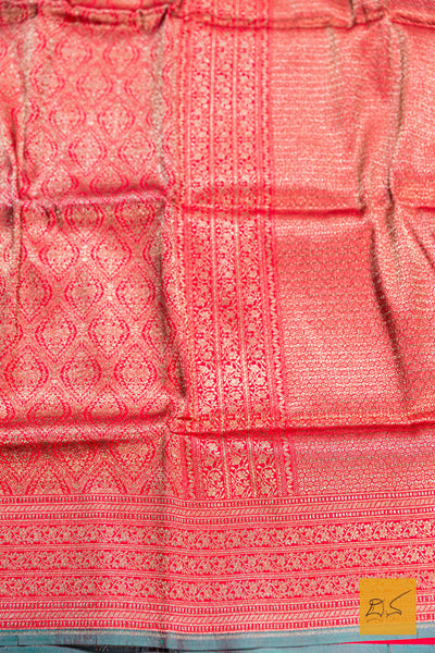 Red Brocade Banarasi Katan Silk Saree