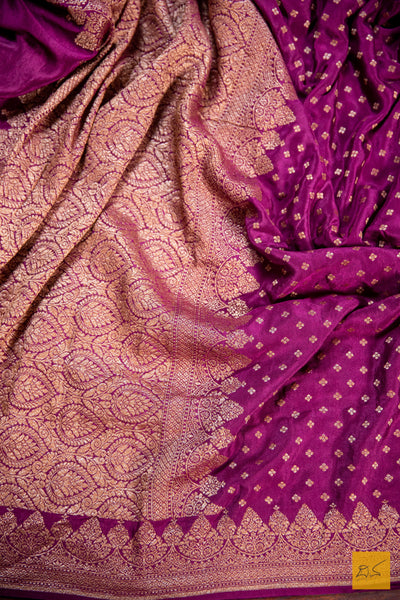 Wine Banarasi Chiffon Saree