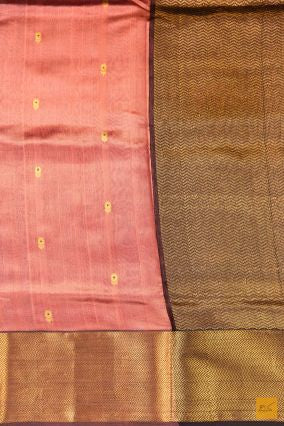 Rust Pink Chanderi Pure Silk Handwoven Saree