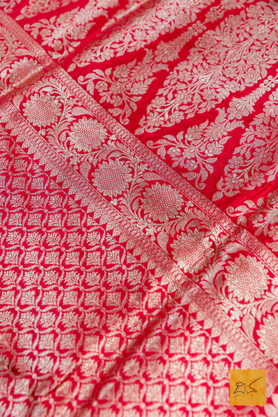 Red Brocade Banarasi Katan Silk Saree