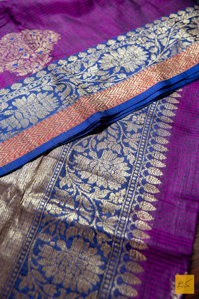 Pink-Blue Banarasi Dupion Silk Handwoven Saree