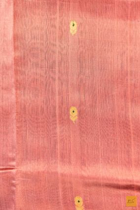 Rust Pink Chanderi Pure Silk Handwoven Saree