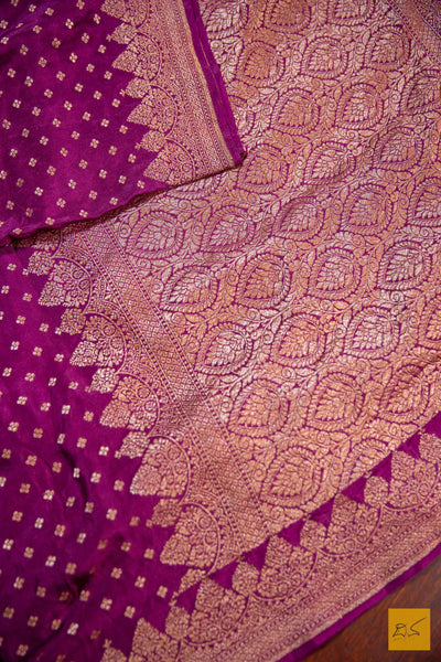 Wine Banarasi Chiffon Saree