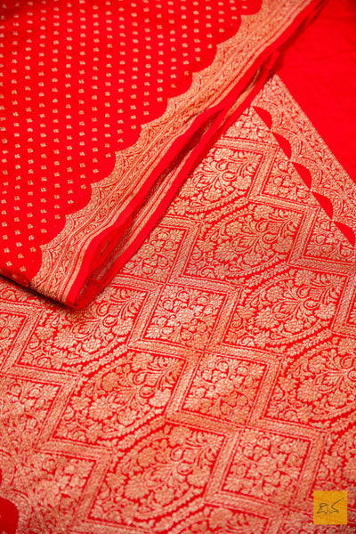 Red Banarasi Chiffon Saree