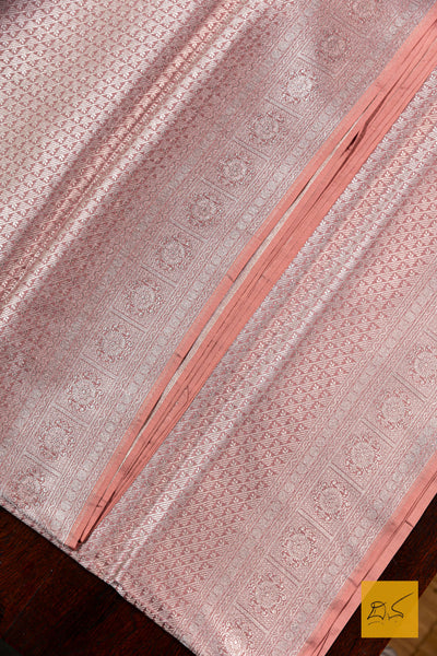 Crepe Pink Brocade Banarasi Katan Silk Saree